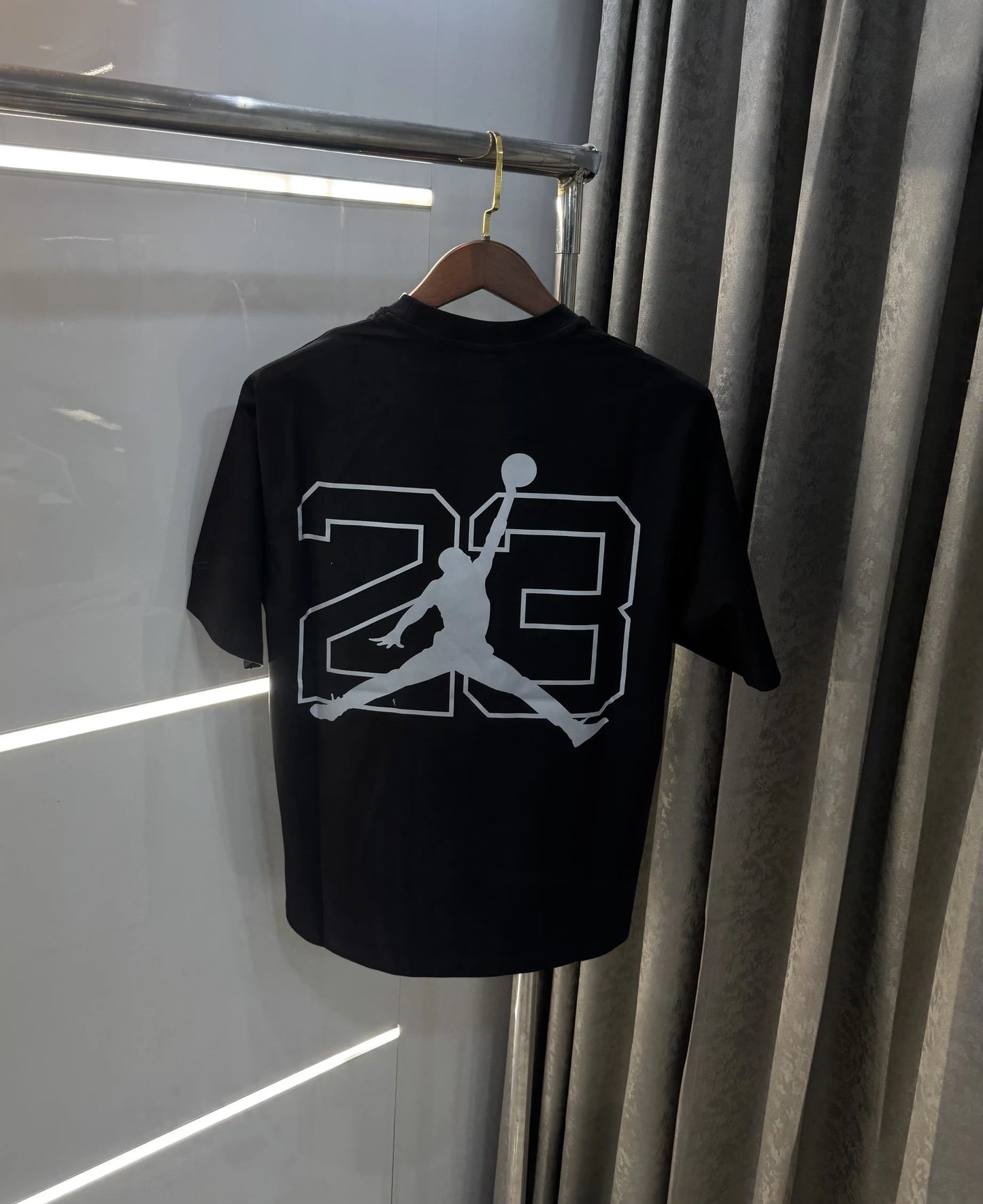 Air Jordan Black Reflective Logo Print Imported Oversized T-Shirt