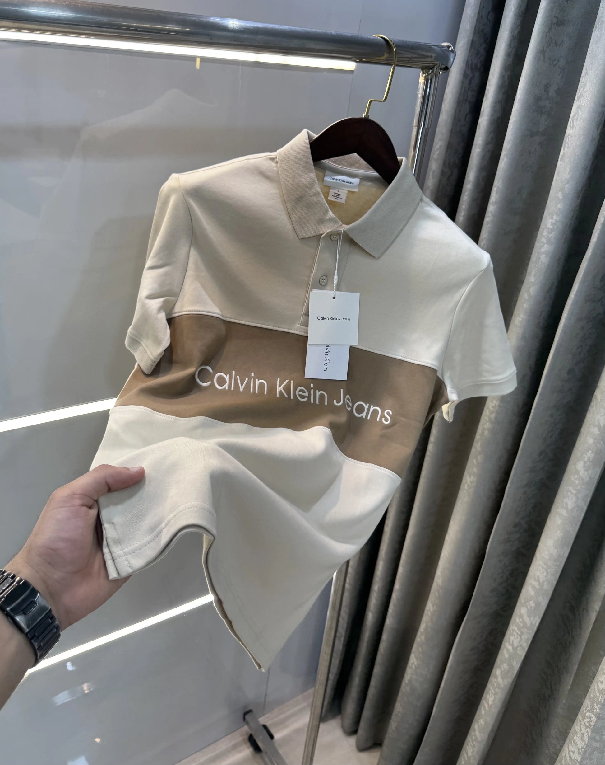 Calvin  Klein Beige Premium Polo T-Shirt