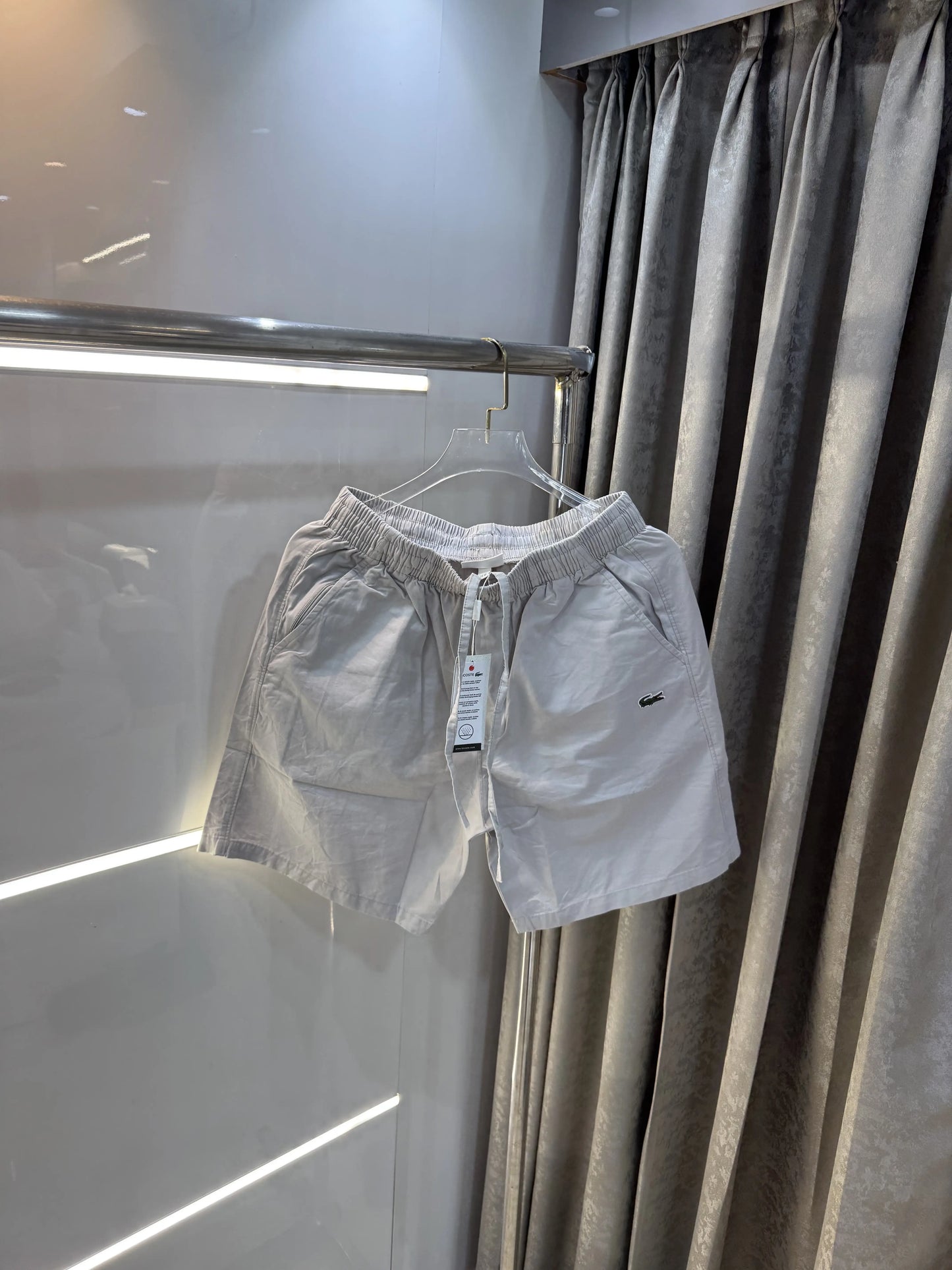 Lacoste Light Grey Embroidery Logo Premium 🩳Shorts