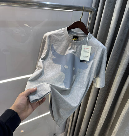 Under Armour Grey Reflective Logo Print Imported Oversized T-Shirt