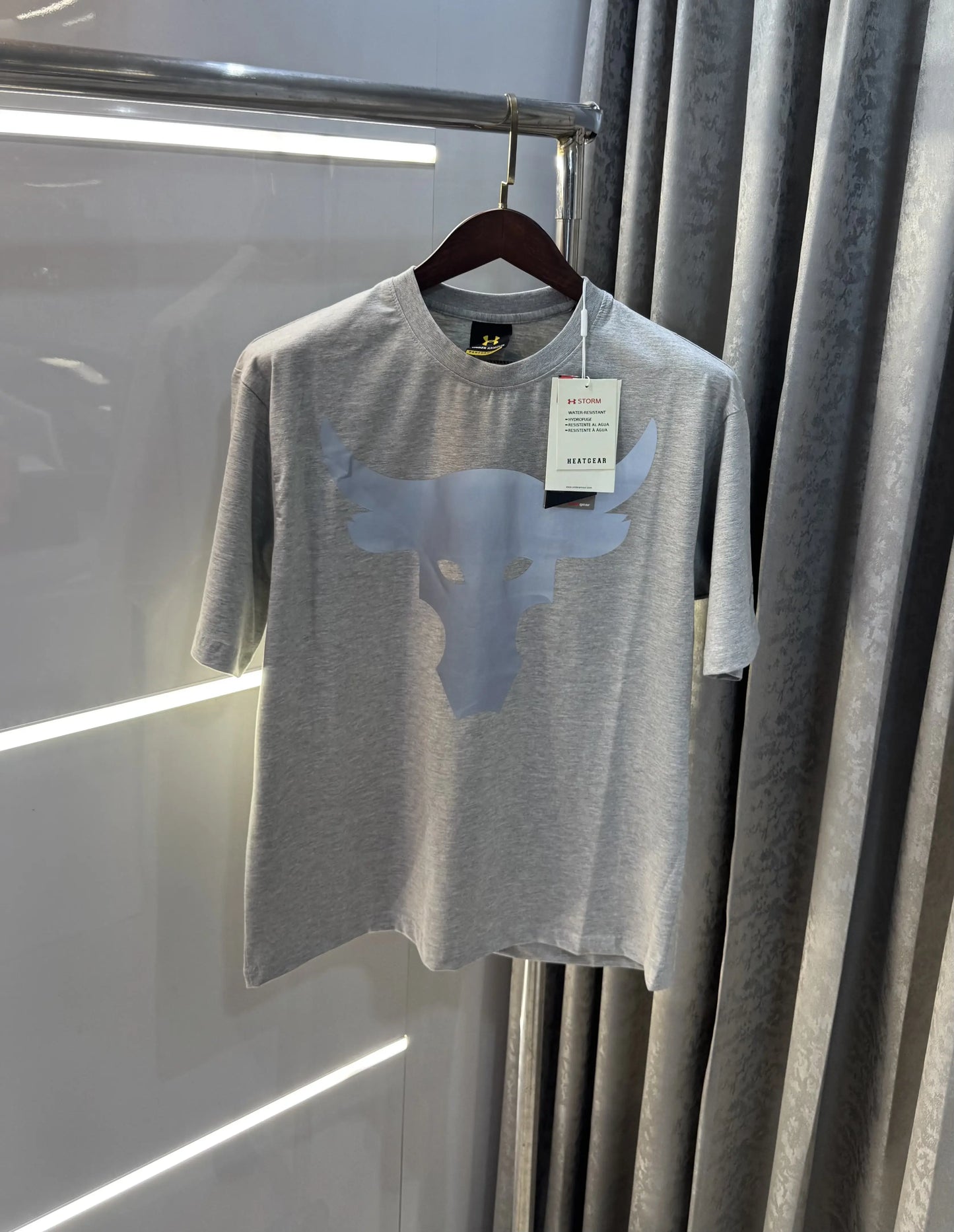 Under Armour Grey Reflective Logo Print Imported Oversized T-Shirt