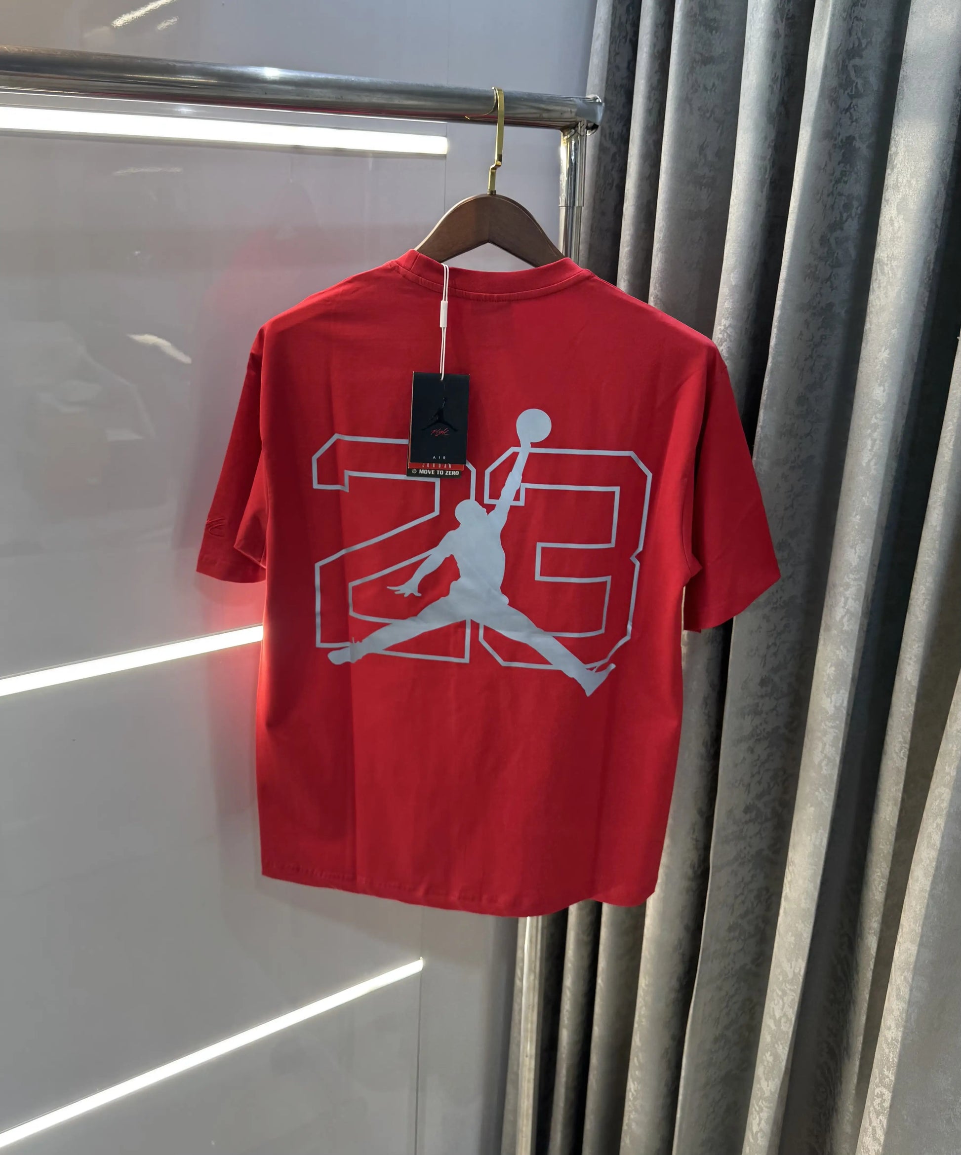 Air Jordan Red Reflective Logo Print Imported Oversized T-Shirt