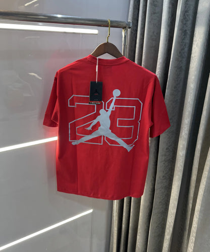 Air Jordan Red Reflective Logo Print Imported Oversized T-Shirt