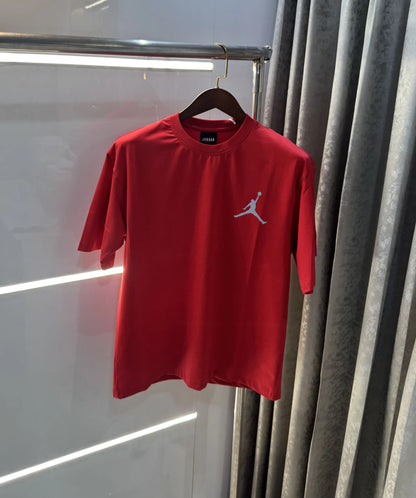 Air Jordan Red Reflective Logo Print Imported Oversized T-Shirt