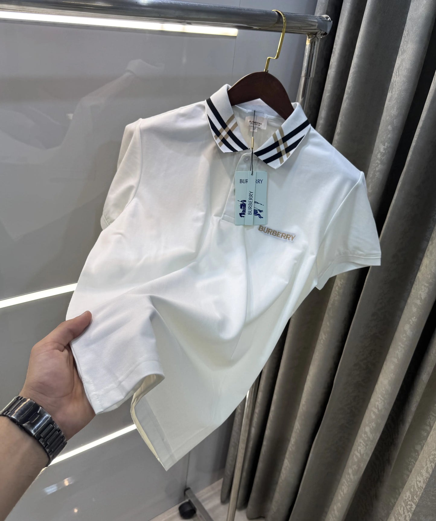 Burberr y White Imported Polo T-Shirt