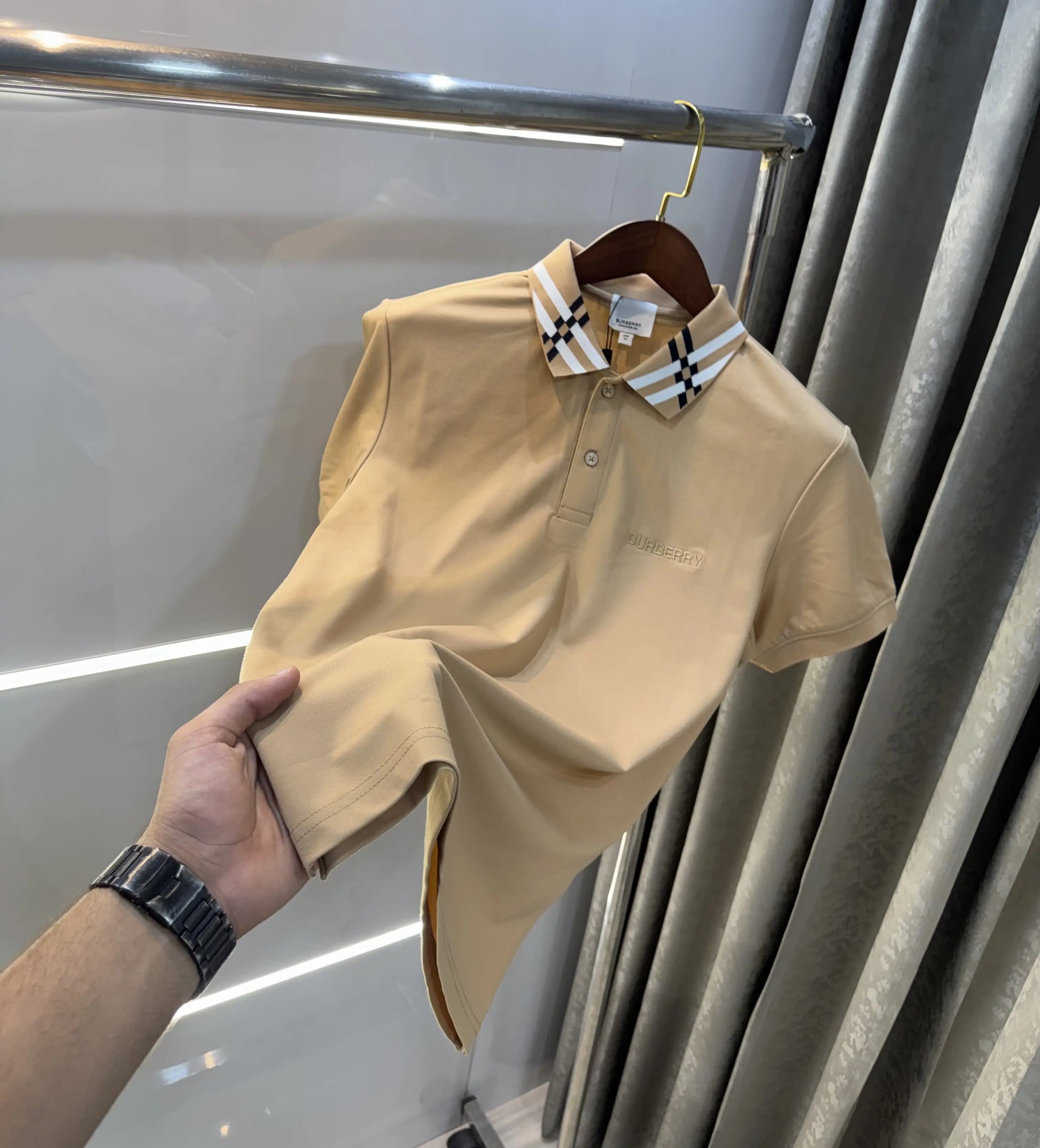 Burberr y Beige Imported Polo T-Shirt