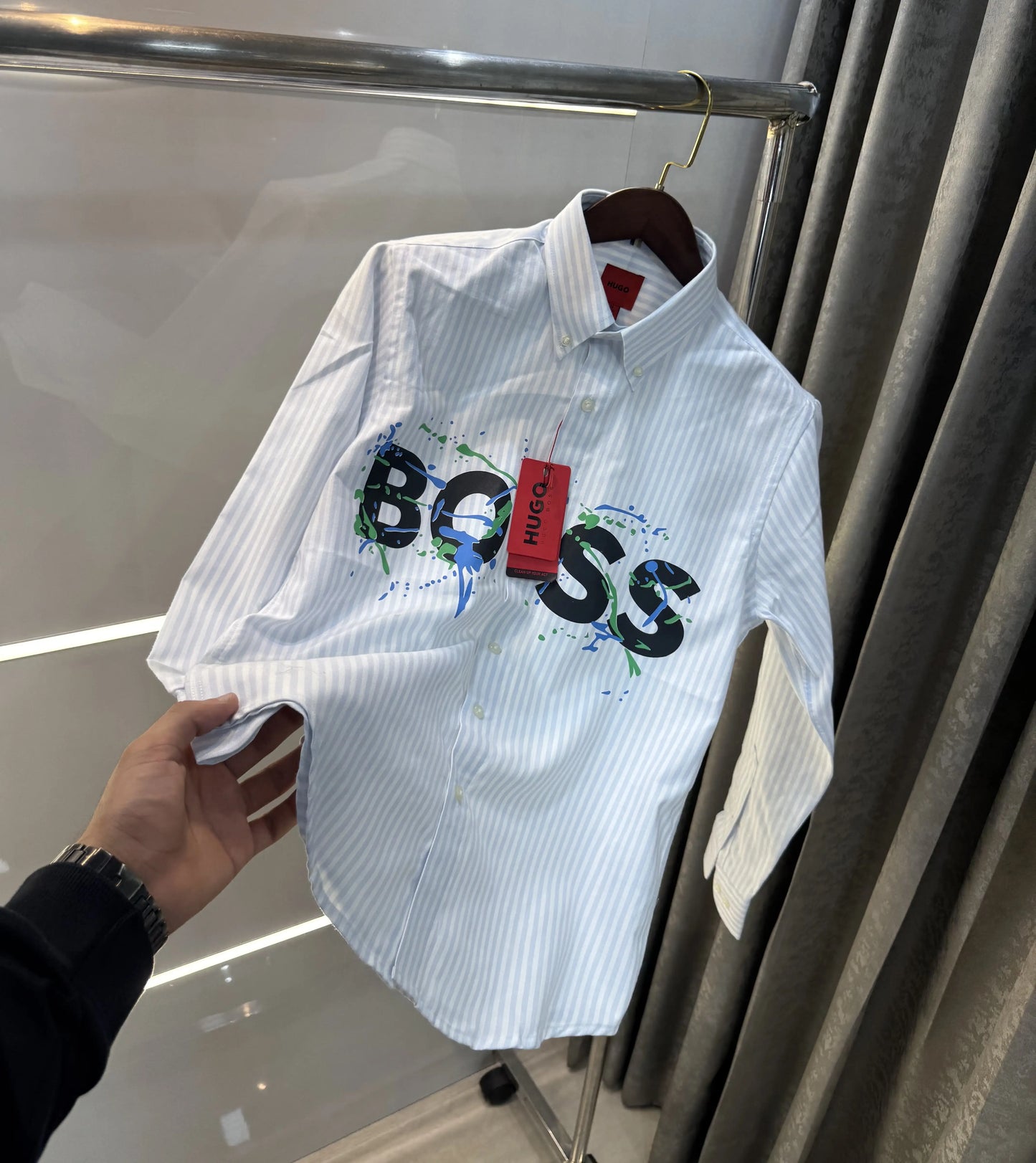 Hugo Boss Sky Blue Logo Work Premium Shirt