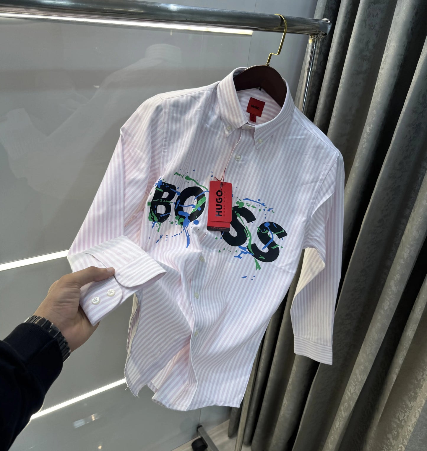 Hugo Boss Pink Logo Work Premium Shirt