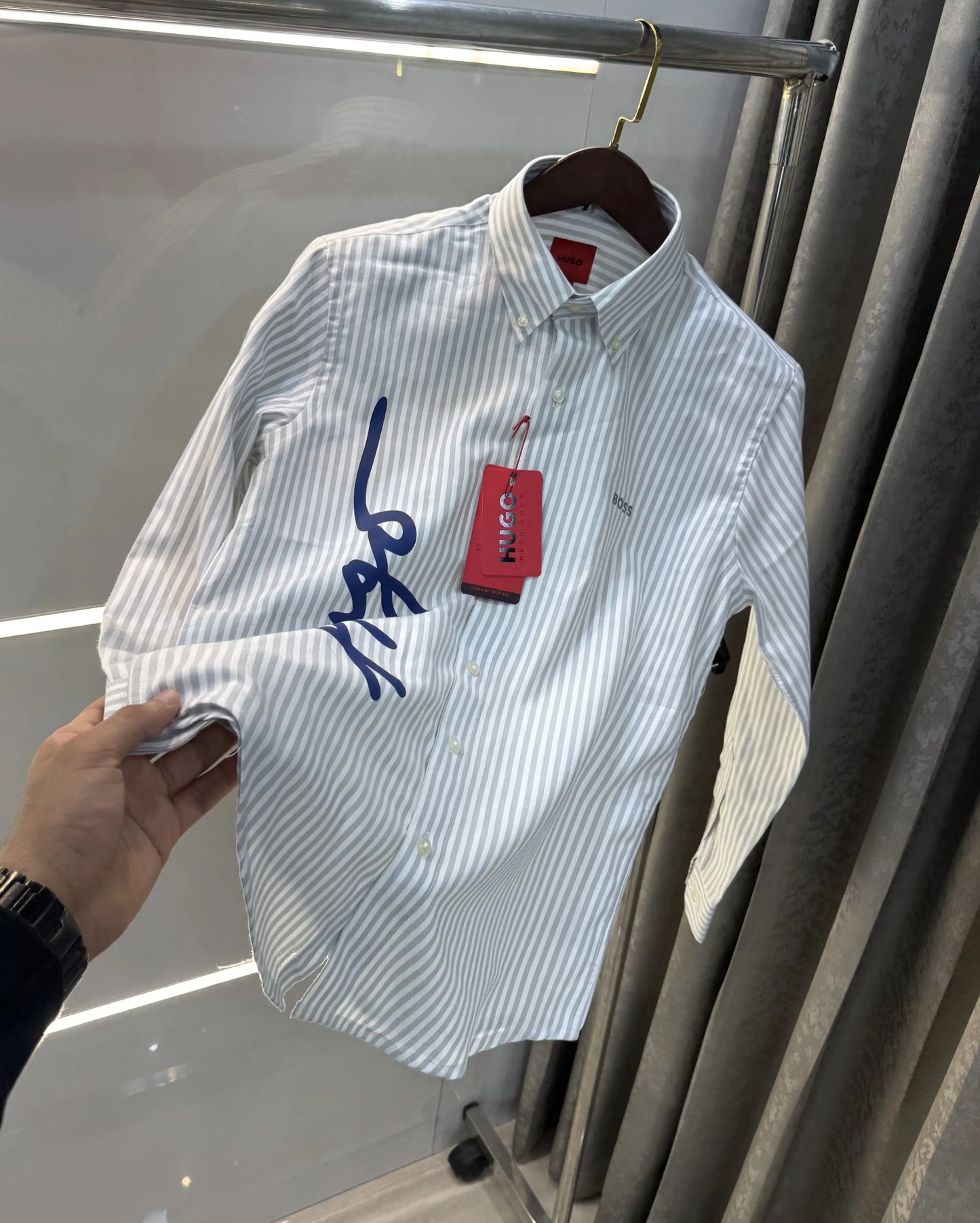 Hugo Boss Grey Logo Work Premium Shirt
