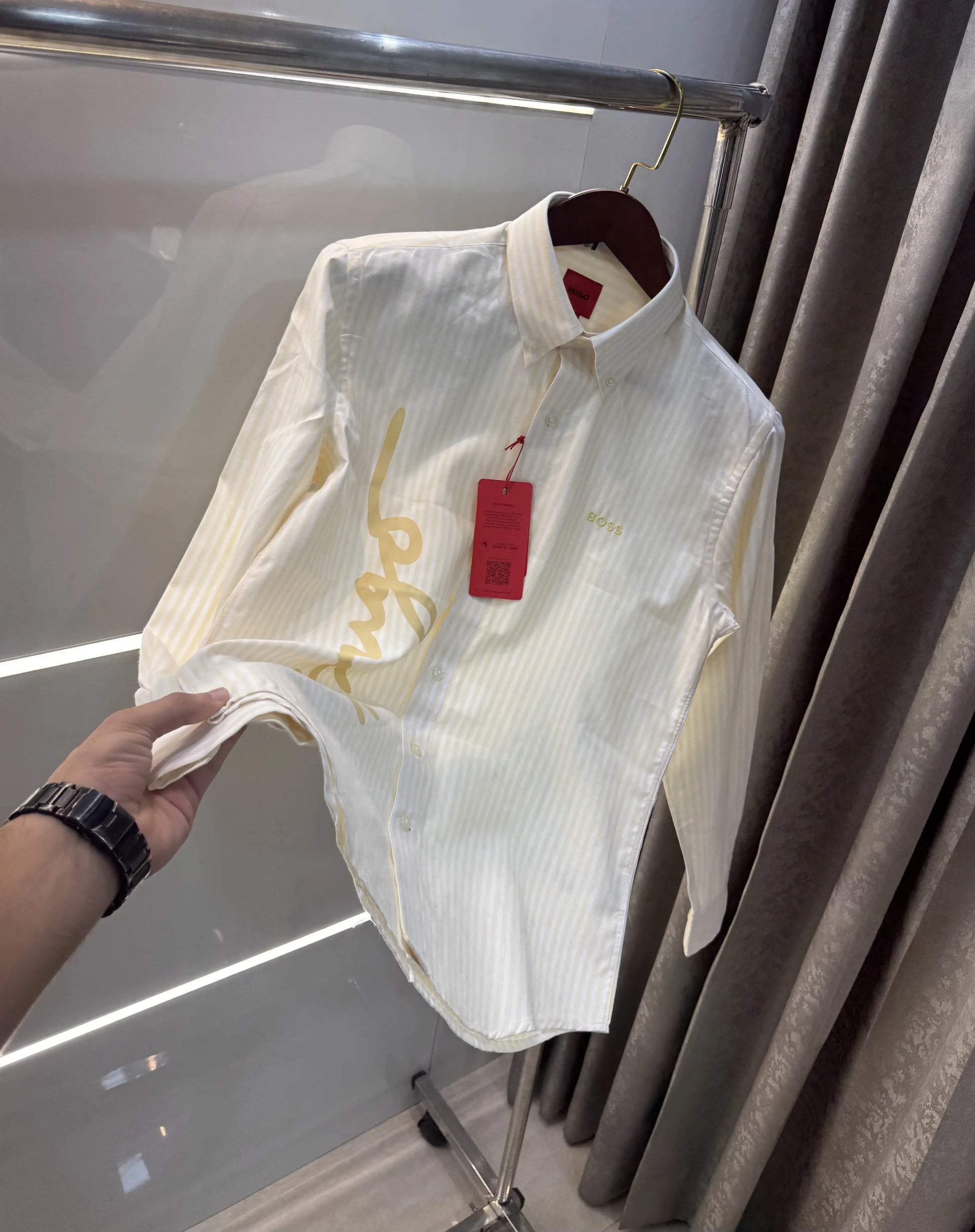 Hugo Boss Yellow Logo Work Premium Shirt