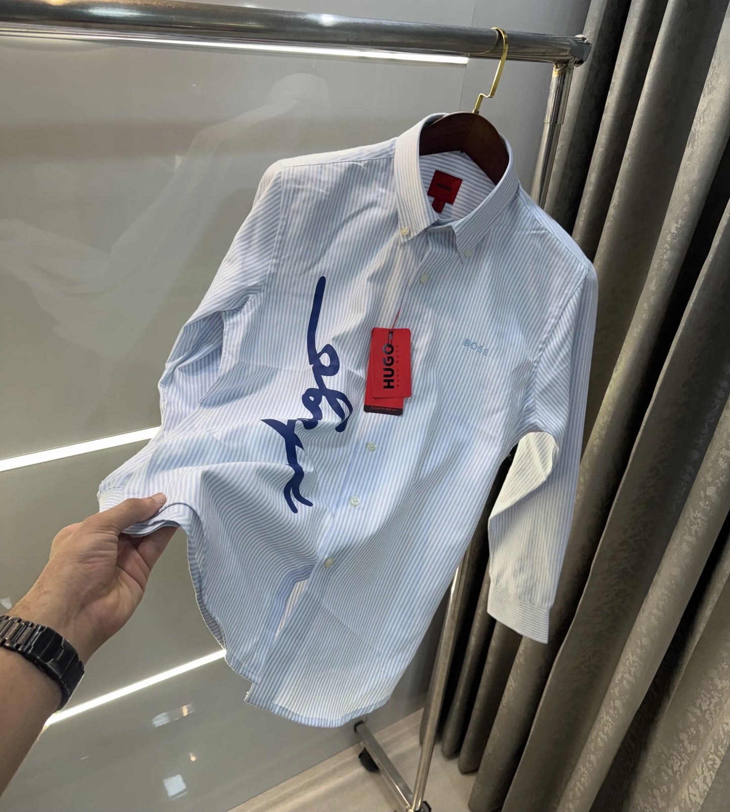 Hugo Boss Sky Blue Logo Work Premium Shirt