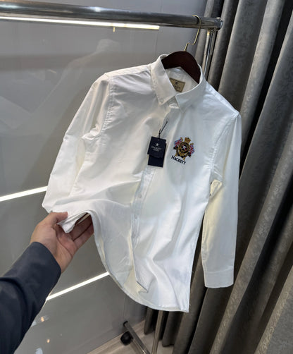 Hacket London White Embroidery Logo Work Premium Shirt