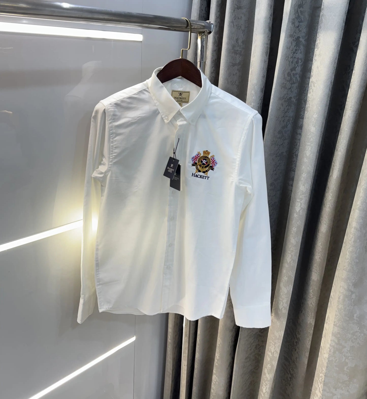 Hacket London White Embroidery Logo Work Premium Shirt