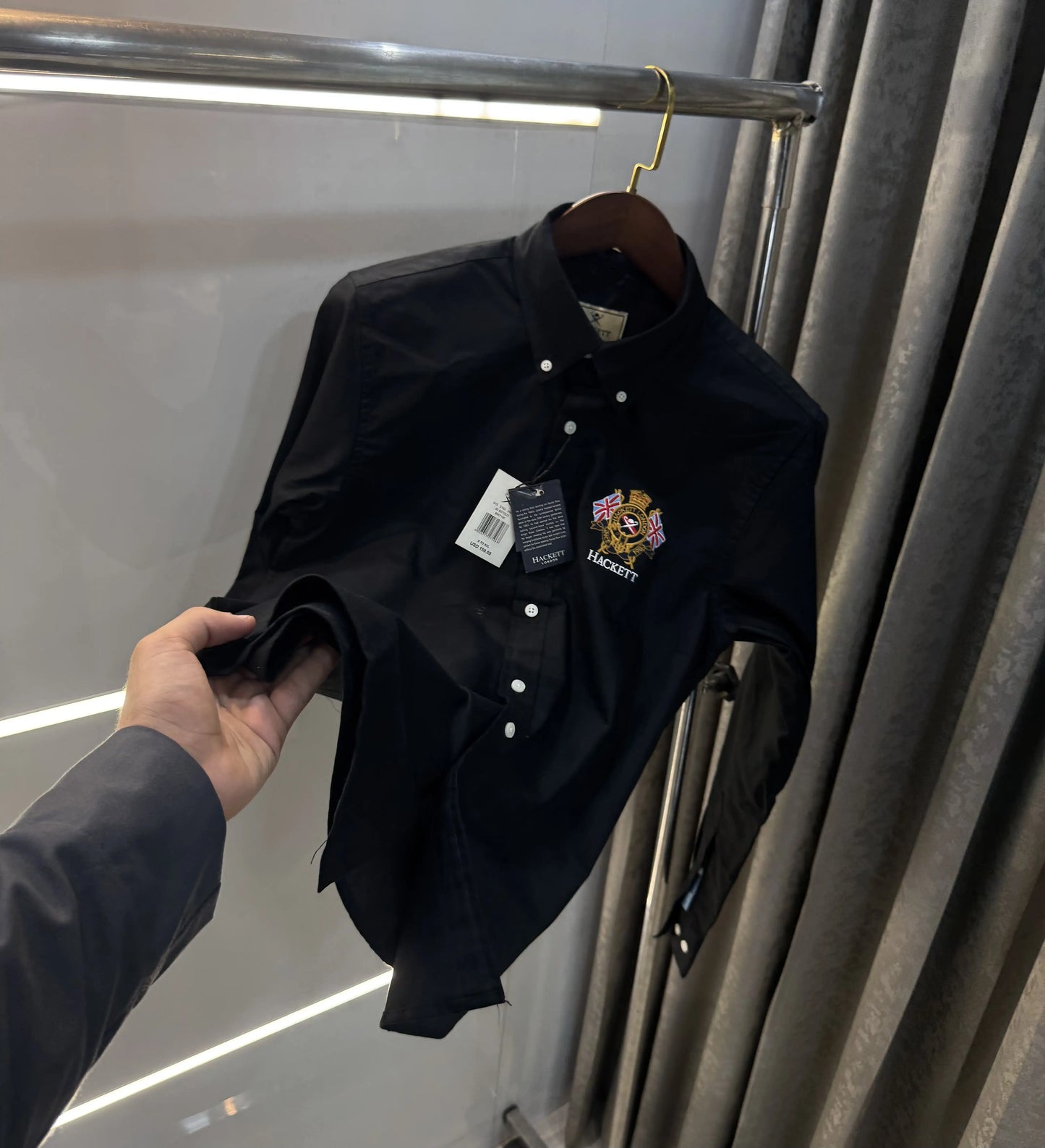 Hacket London Black Embroidery Logo Work Premium Shirt