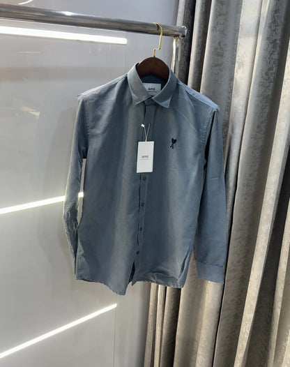 Ami Paris Dark Grey Embroidry Logo Premium Shirt