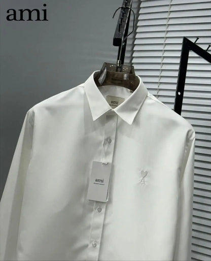Ami Paris White Embroidry Logo Premium Shirt