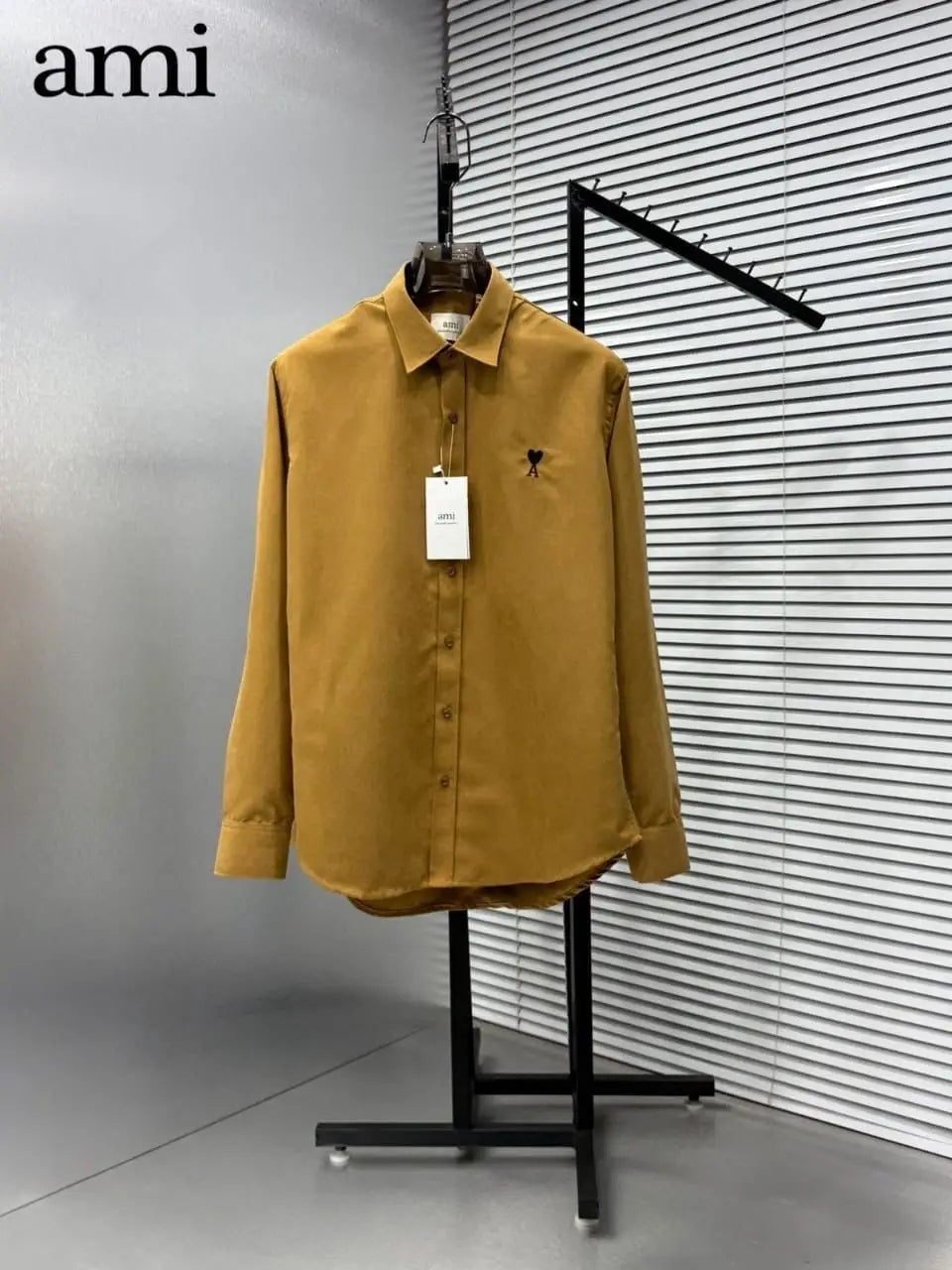Ami Paris Mustard Embroidry Logo Premium Shirt