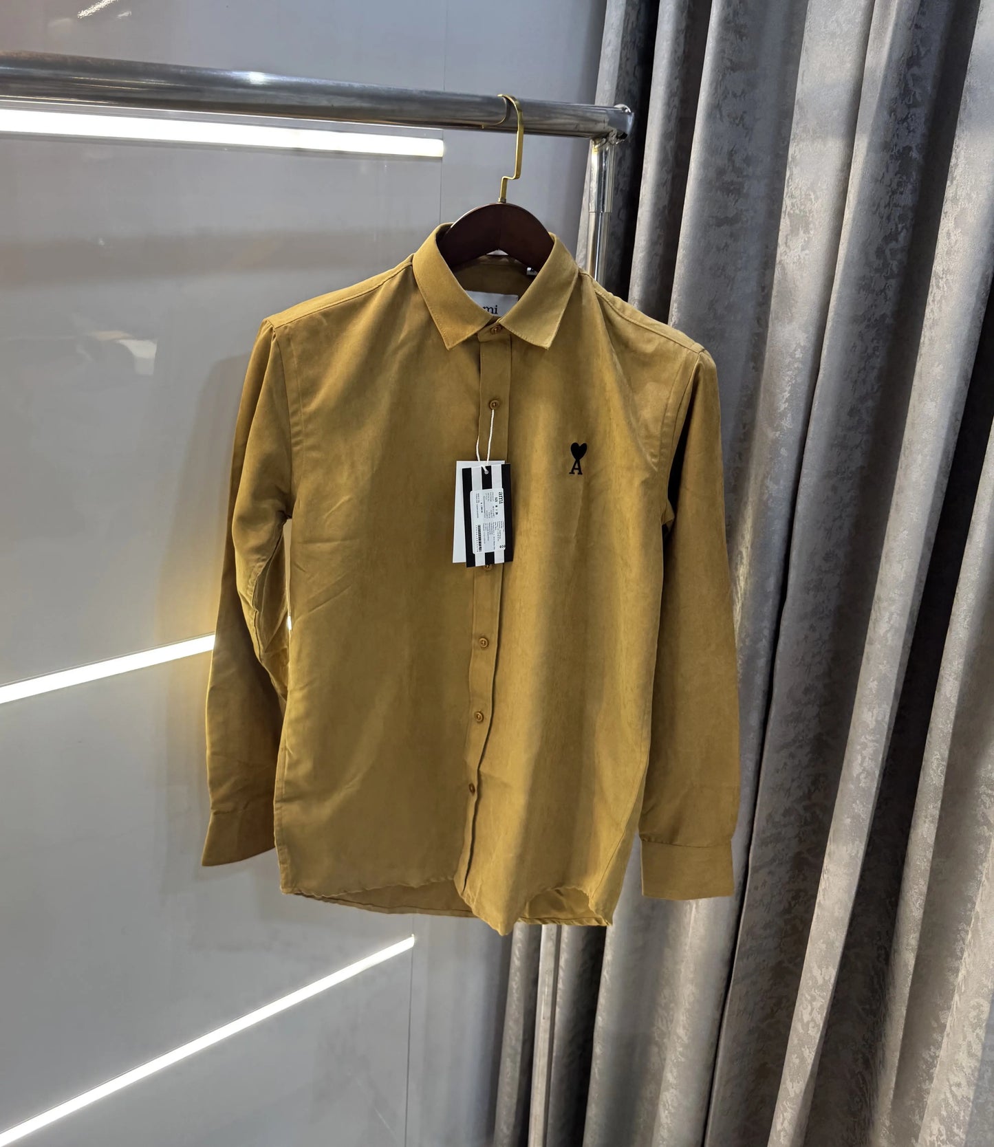 Ami Paris Mustard Embroidry Logo Premium Shirt
