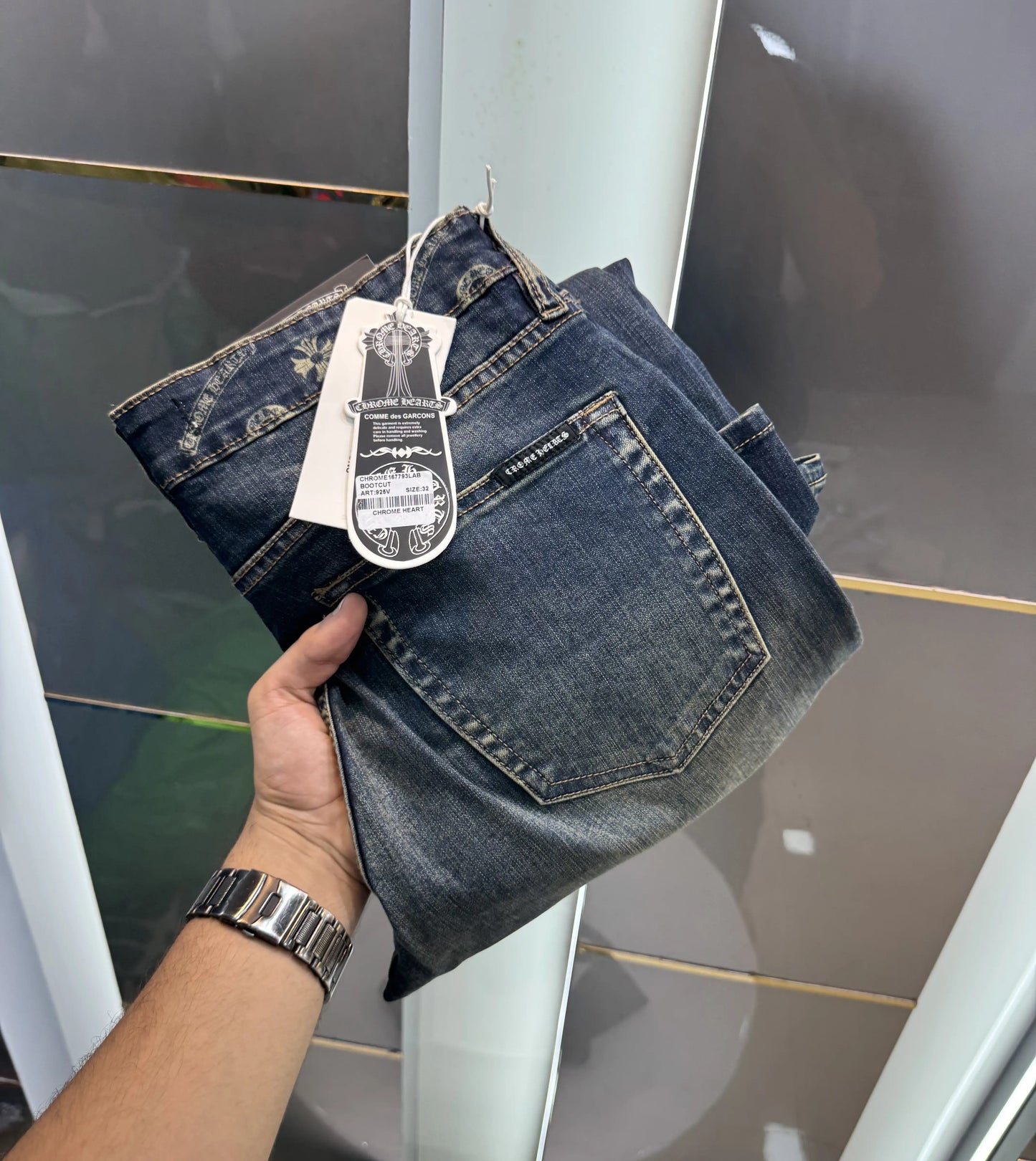 Chrome Hearts dark Greenish Imported Premium Denim