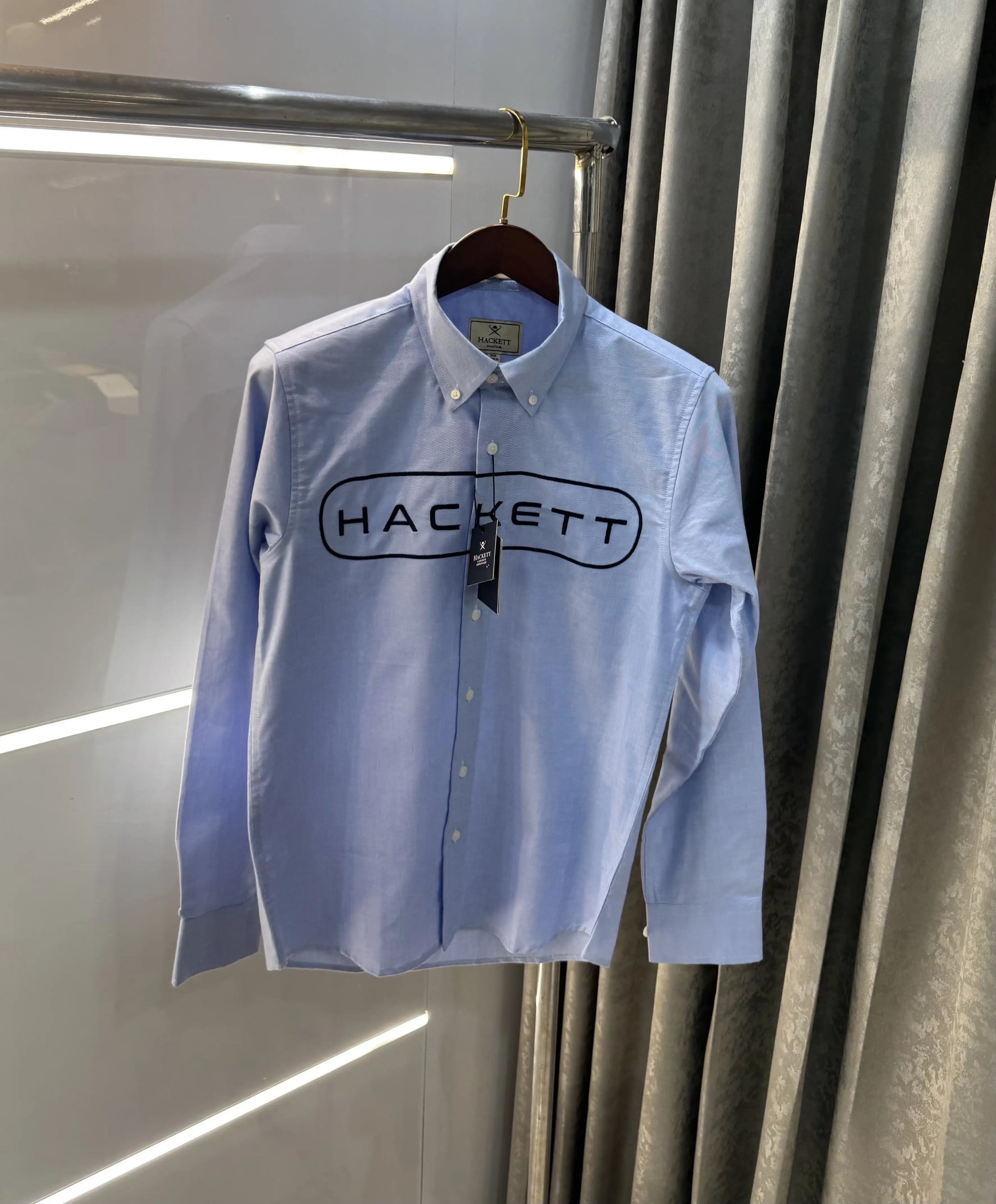 Hacket London i Sky Blue Logo Work Premium Shirt