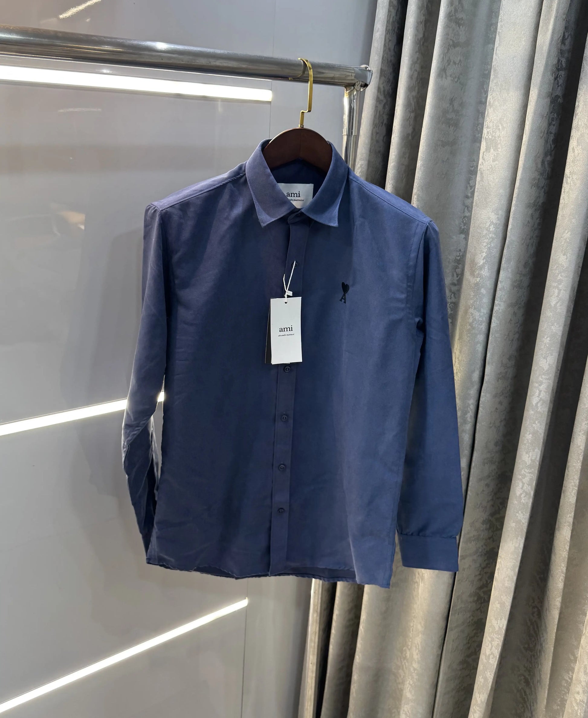 Ami Paris Blue Embroidry Logo Premium Shirt