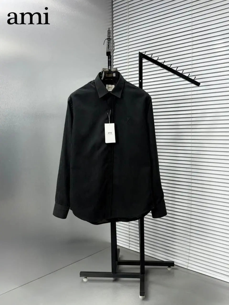 Ami Paris Black Embroidry Logo Premium Shirt