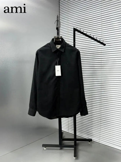 Ami Paris Black Embroidry Logo Premium Shirt
