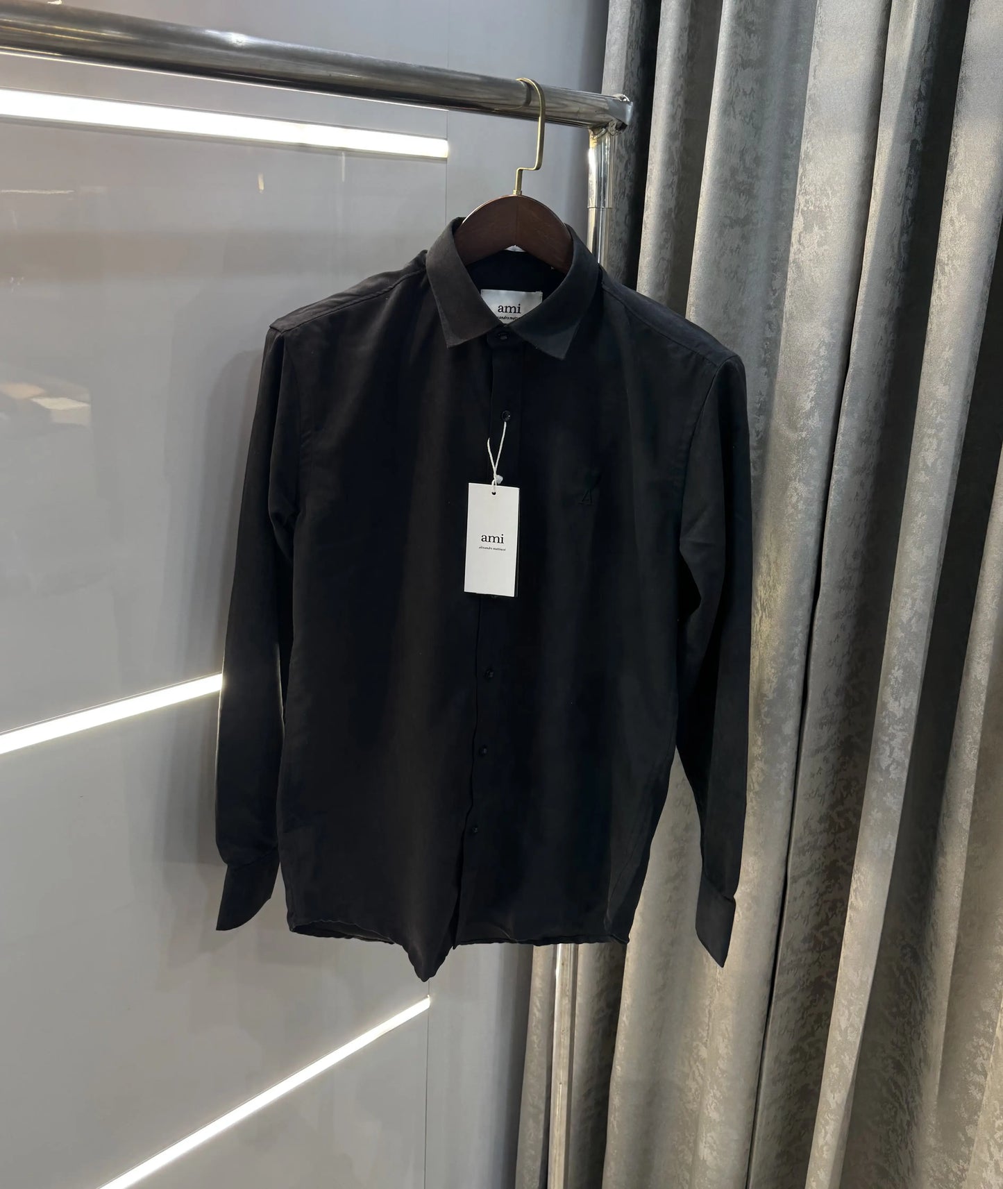 Ami Paris Black Embroidry Logo Premium Shirt