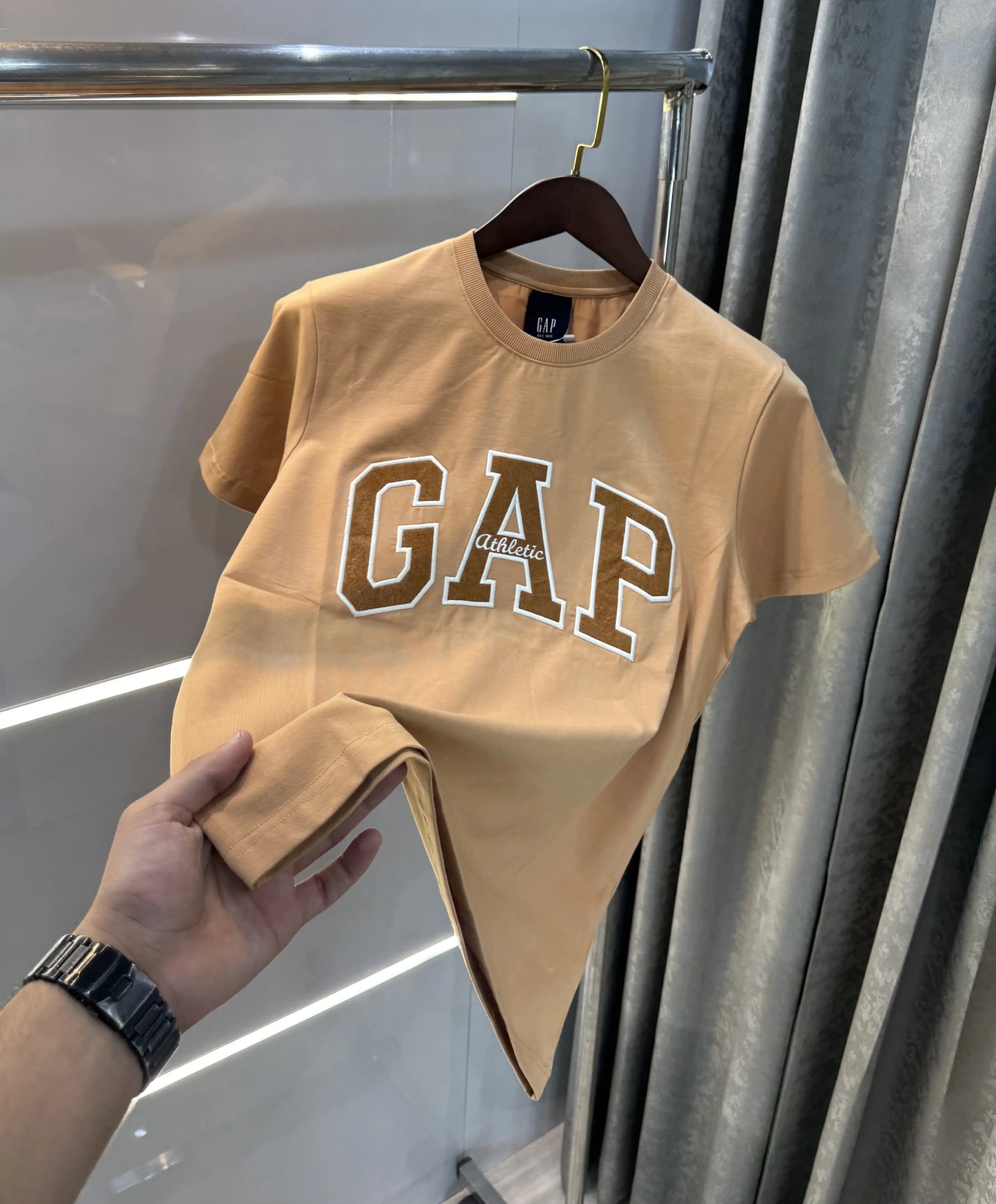 Gap Beige Embroidery Logo Premium T-Shirt