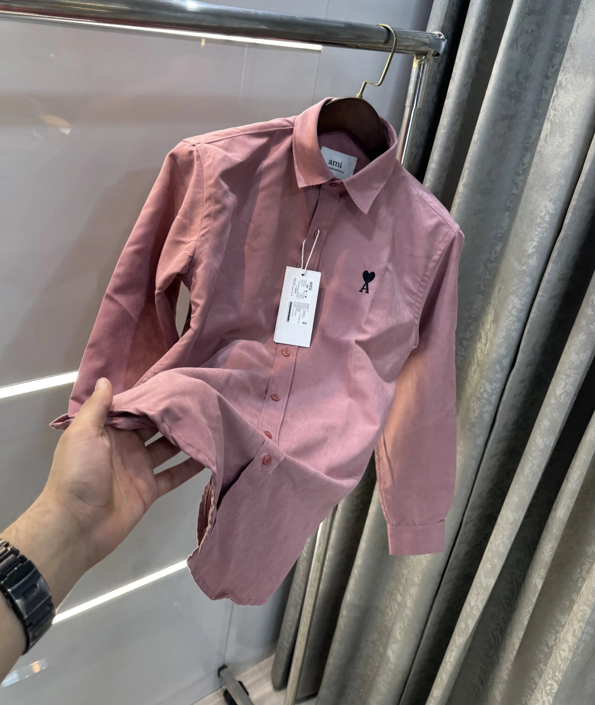 Ami Paris Milange Embroidry Logo Premium Shirt