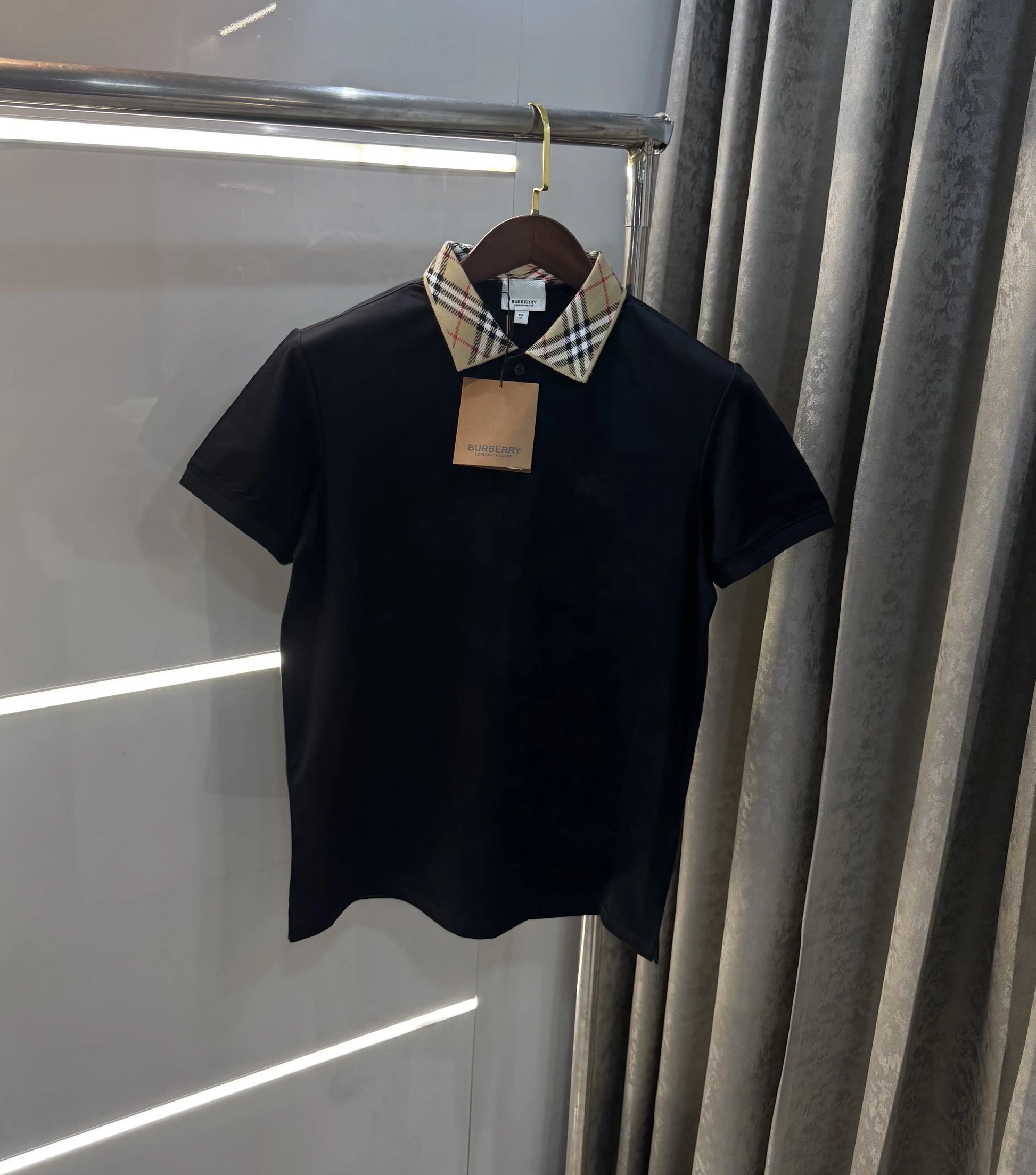 Burberr y Black Imported Polo T-Shirt