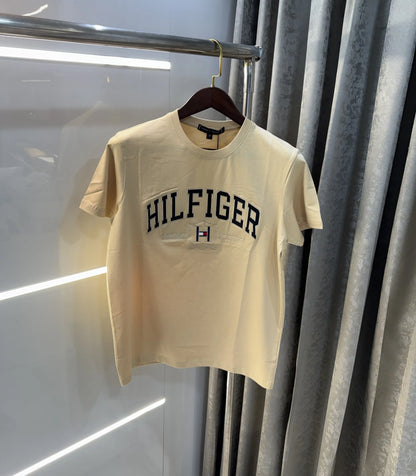 Tommy Hilfige r Beige Embroidery Logo Premium T-Shirt
