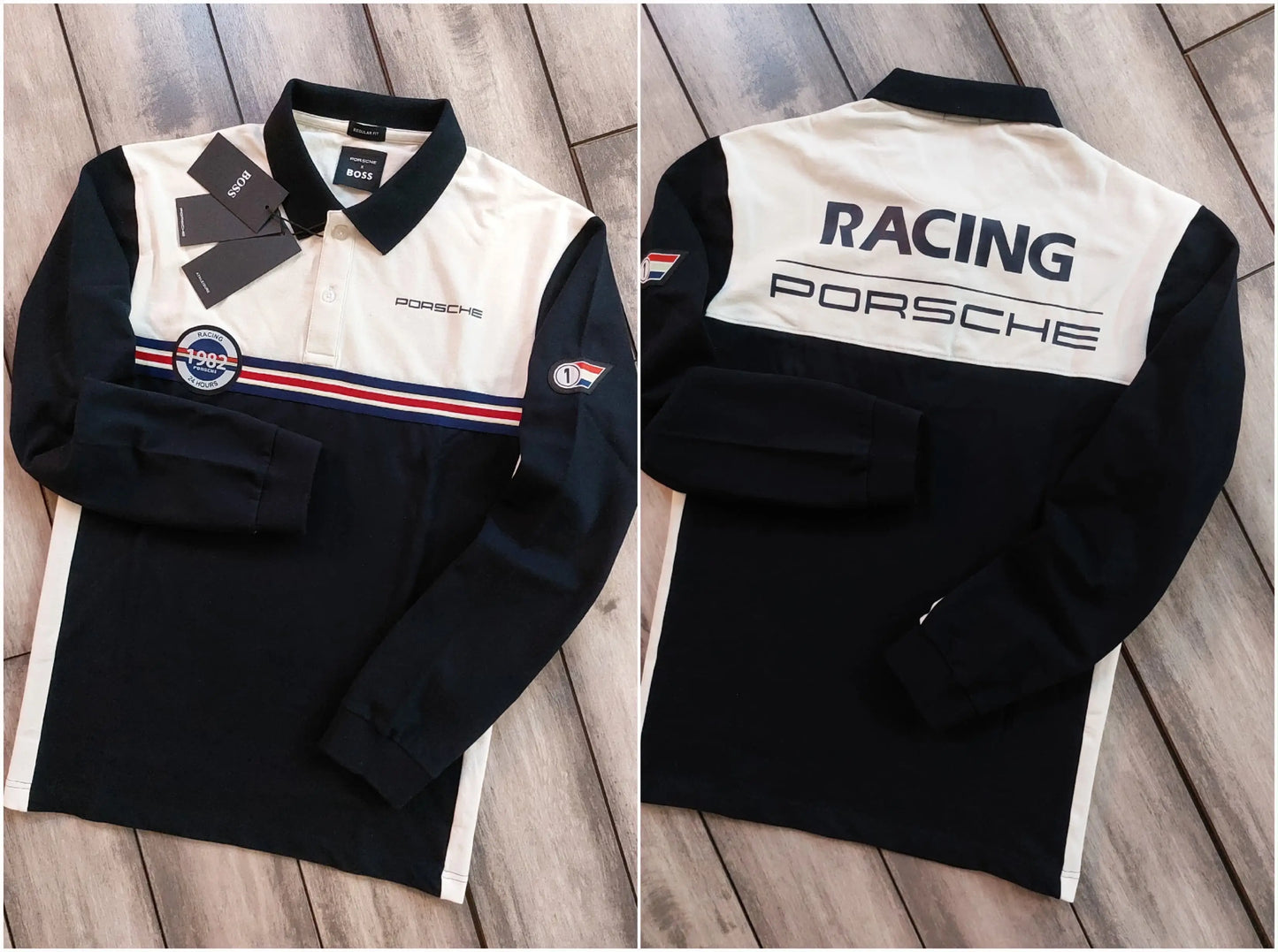 Hugo  Boss Cream Logo Work Premium Full Sleeve Polo T-Shirt