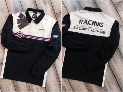 Hugo  Boss Cream Logo Work Premium Full Sleeve Polo T-Shirt