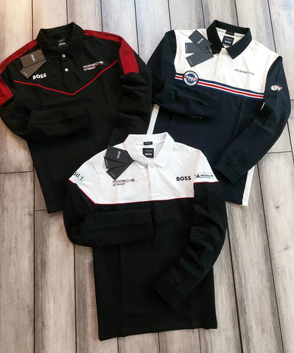 Hugo  Boss Black Logo Work Premium Full Sleeve Polo T-Shirt