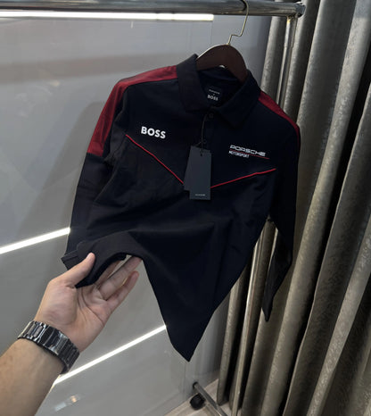 Hugo  Boss Black Logo Work Premium Full Sleeve Polo T-Shirt