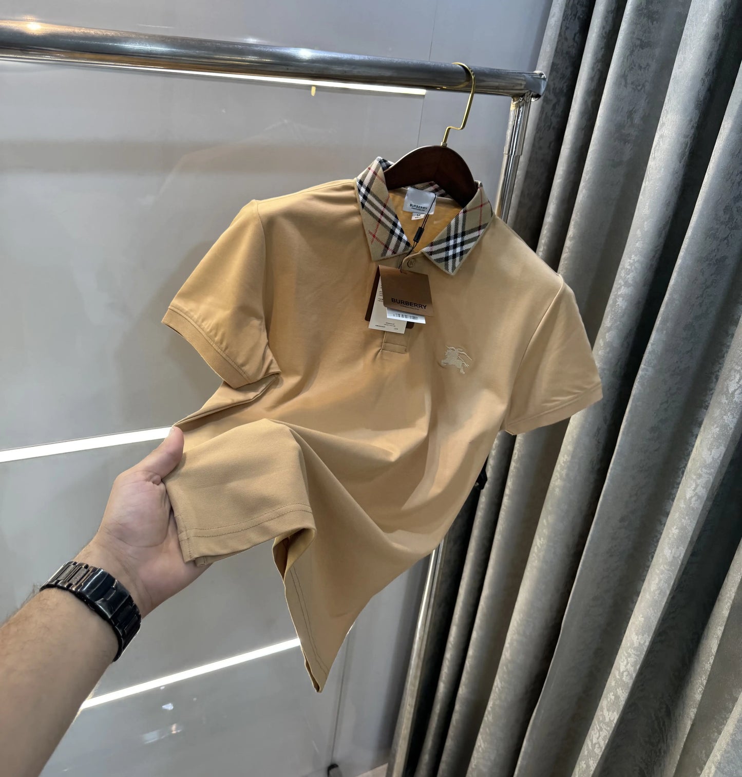Burberr y Beige Imported Polo T-Shirt