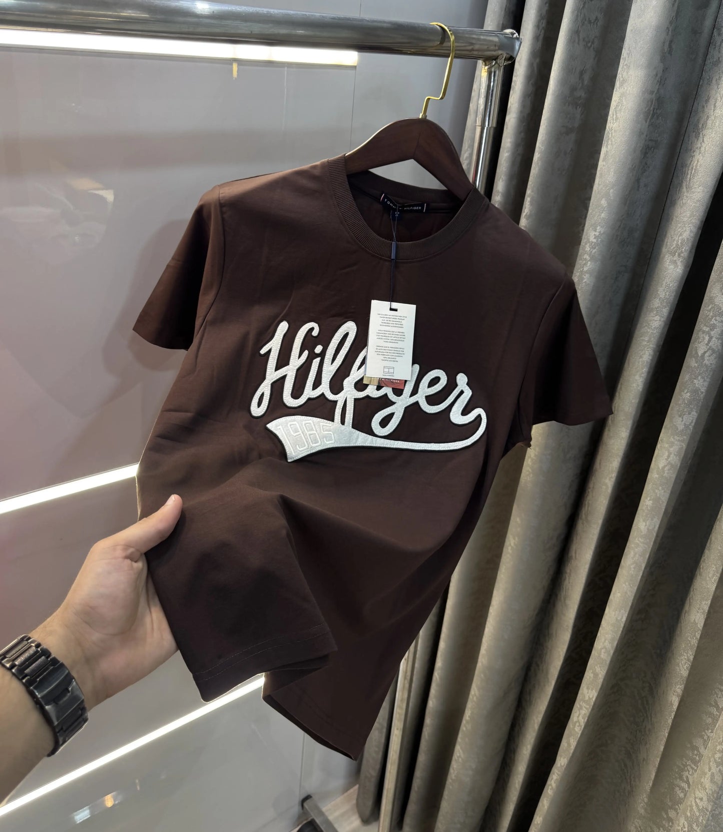 Tommy Hilfige Brown Embroidery Logo Premium T-Shirt