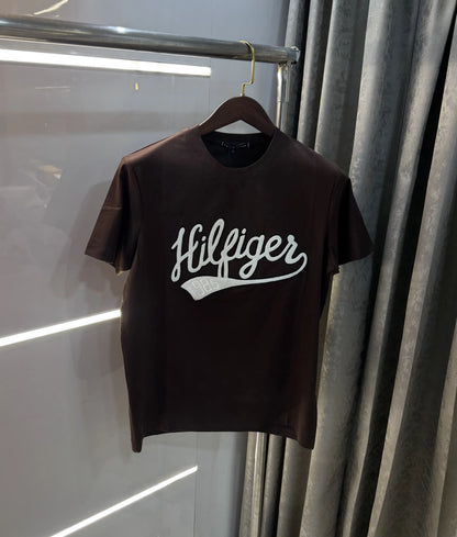Tommy Hilfige Brown Embroidery Logo Premium T-Shirt